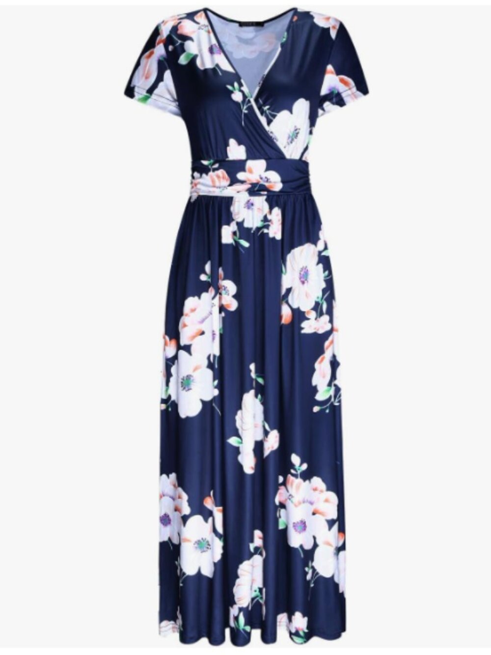 High Waist Floral Navy Wrap Maxi Dress - Size XL